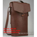 Leather wine carrier with 2 bottles for travel or gift(D06-165)